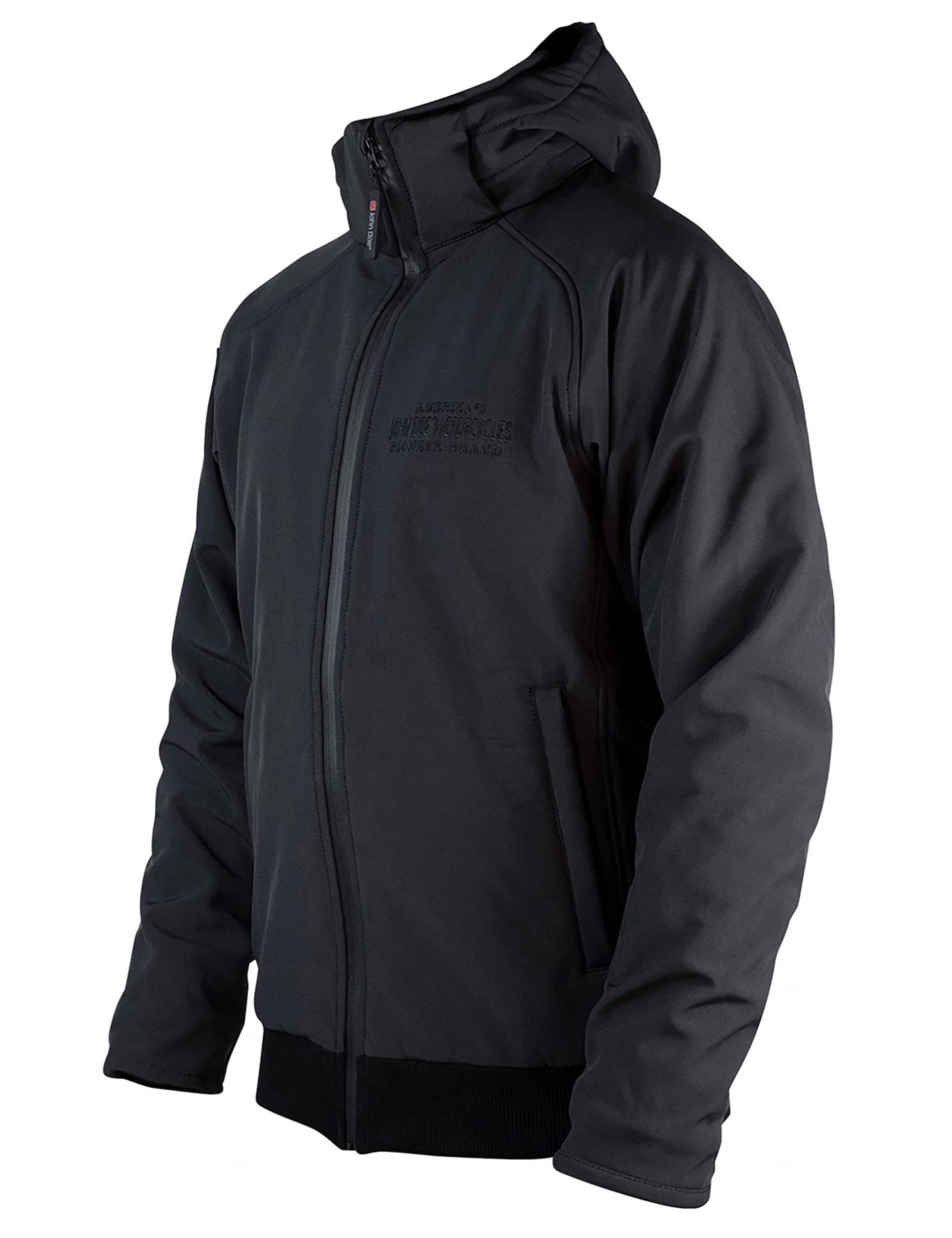 John Doe JSK8003-4XL Softshell 2 in 1 XTM Motorradjacke, Einsetzbare Protektoren, Atmungsaktiv, Wasserdicht, Abnehmbare Kaputze, Schwarz, Größe 4XL von John Doe