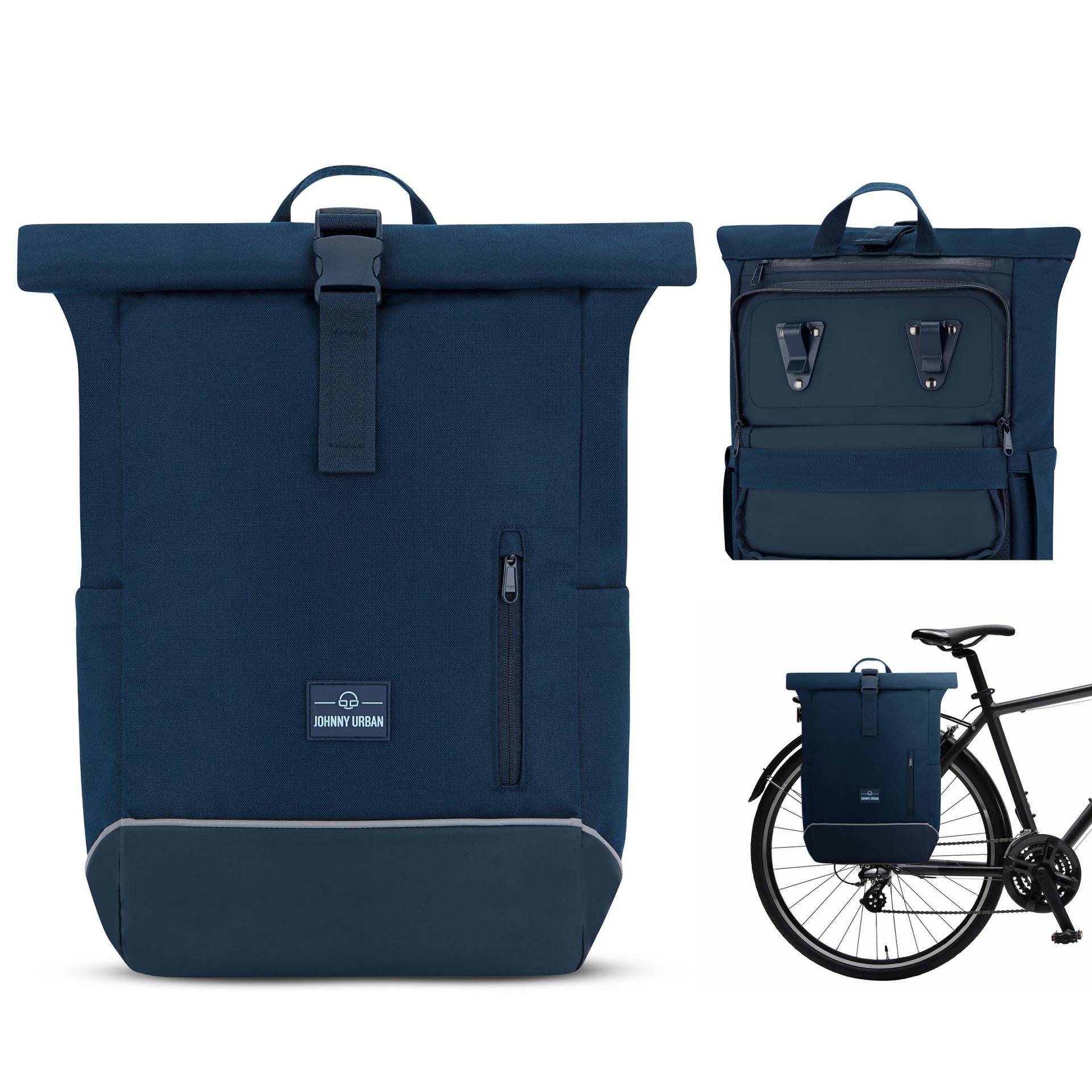 Johnny Urban Fahrradtaschen für Gepäckträger Damen & Herren Blau - Robin Medium Bike - 2 in 1 Fahrrad Tasche Rucksack & Gepäckträgertasche Hinten - Wasserabweisend von Johnny Urban