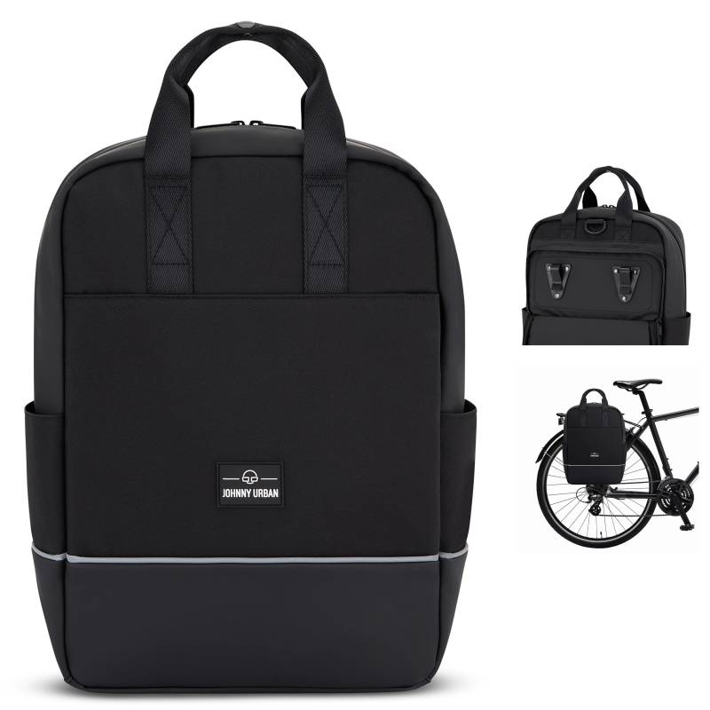 Johnny Urban Fahrradtaschen für Gepäckträger Damen & Herren Schwarz - Jona Medium Bike - 2 in 1 Fahrrad Tasche Rucksack & Gepäckträgertasche Hinten - Wasserabweisend von Johnny Urban