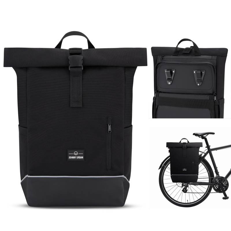 Johnny Urban Fahrradtaschen für Gepäckträger Damen & Herren Schwarz - Robin Medium Bike - 2 in 1 Fahrrad Tasche Rucksack & Gepäckträgertasche Hinten - Wasserabweisend von Johnny Urban