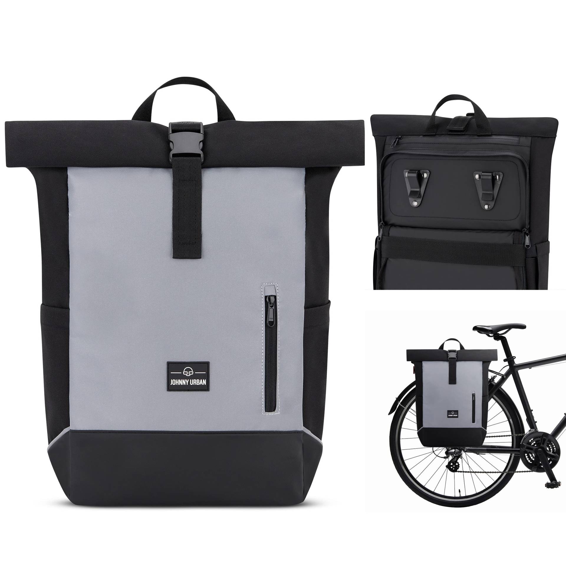 Johnny Urban Fahrradtaschen für Gepäckträger Damen & Herren Schwarz - Robin Medium Bike - 2 in 1 Fahrrad Tasche Rucksack & Gepäckträgertasche Hinten - Wasserabweisend von Johnny Urban