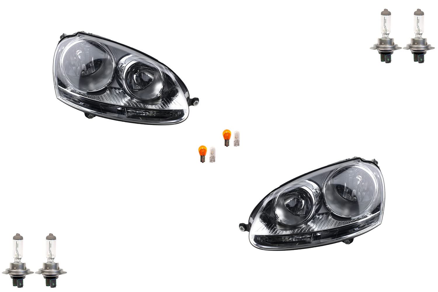 Johns, Scheinwerfer H7 Links & Rechts Set passend für VW Jetta/Eos 1KM & Leuchtmittel von Johns