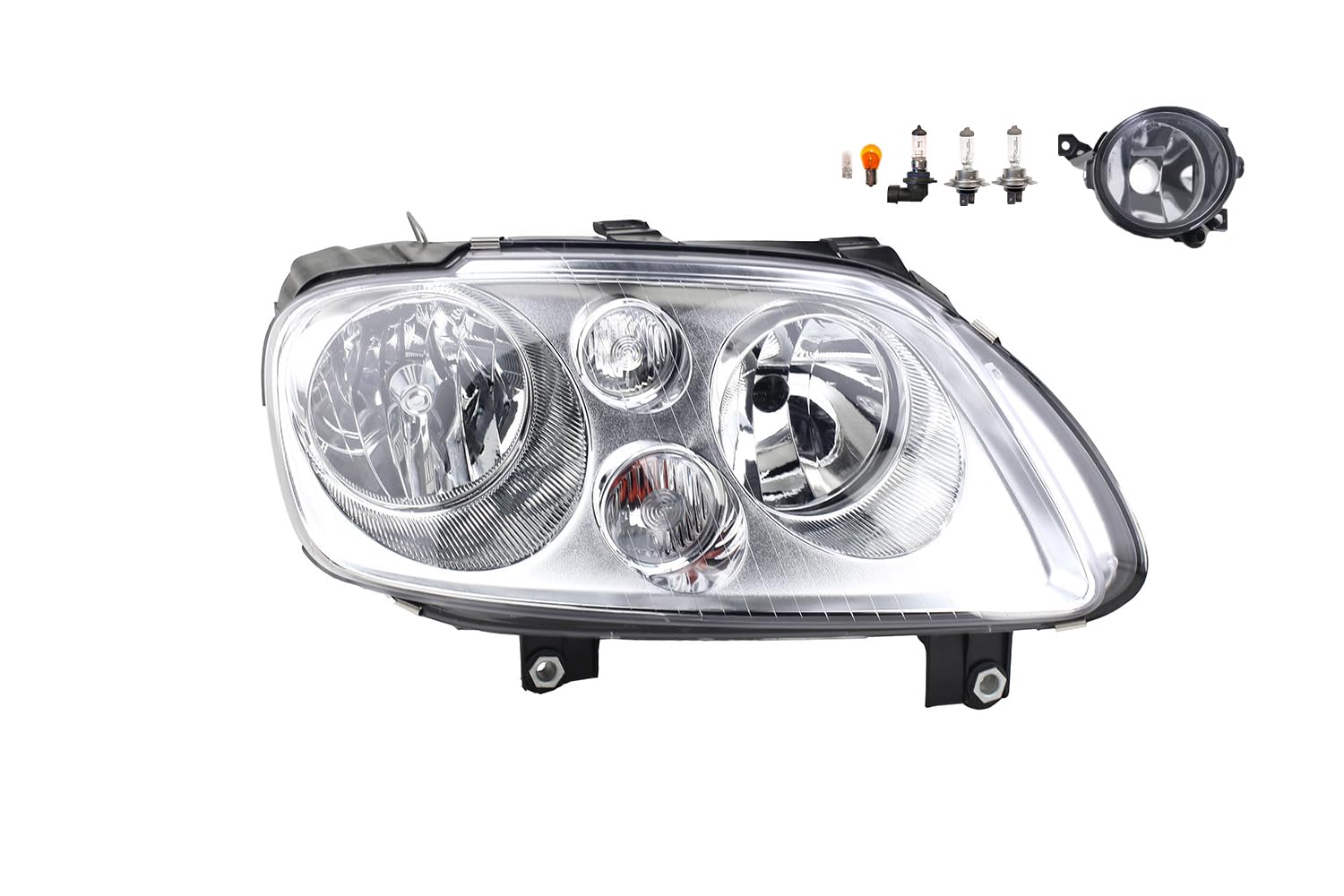 Johns, Scheinwerfer Halogen Front passend für VW Touran 1T 02/2003-10/2006 H7 H7 Rechts + Nebelscheinwerfer + Leuchtmittel von Johns