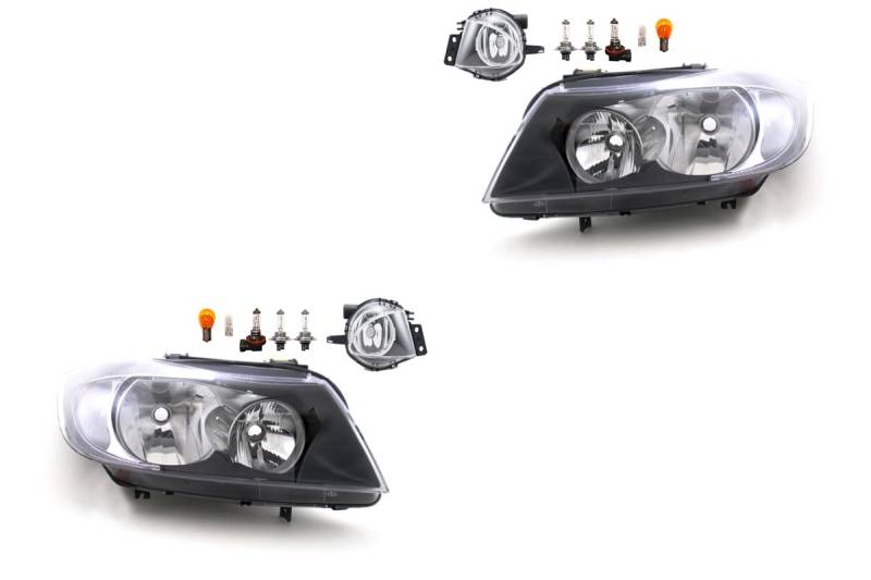 Johns, Scheinwerfer Satz Halogen Front passend für BMW 3er E90 E91 01/2005-08/08 H7 H7 Links & Rechts + Nebelscheinwerfer + Leuchtmittel von Johns