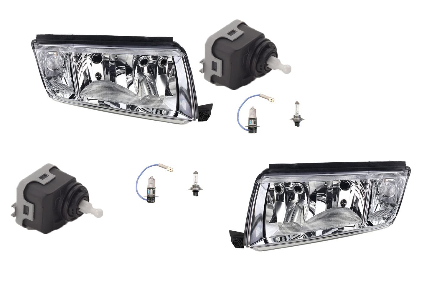 Johns, Scheinwerfer kompatibel zu Fabia ab 99 mit H7 H3 Links Rechts + Stellmotor von Johns