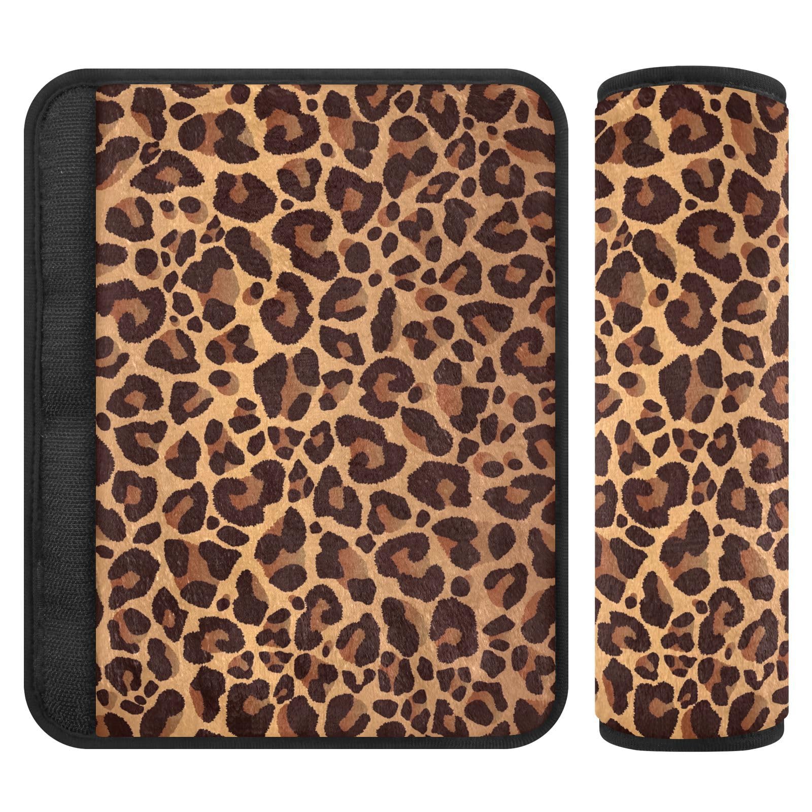 Classic Leopard Brown Car Seatbelt Cover, 25,4 x 19,9 cm, 2 Stück, weich und bequem, Kleinkind-Autositzbezug von Joitme