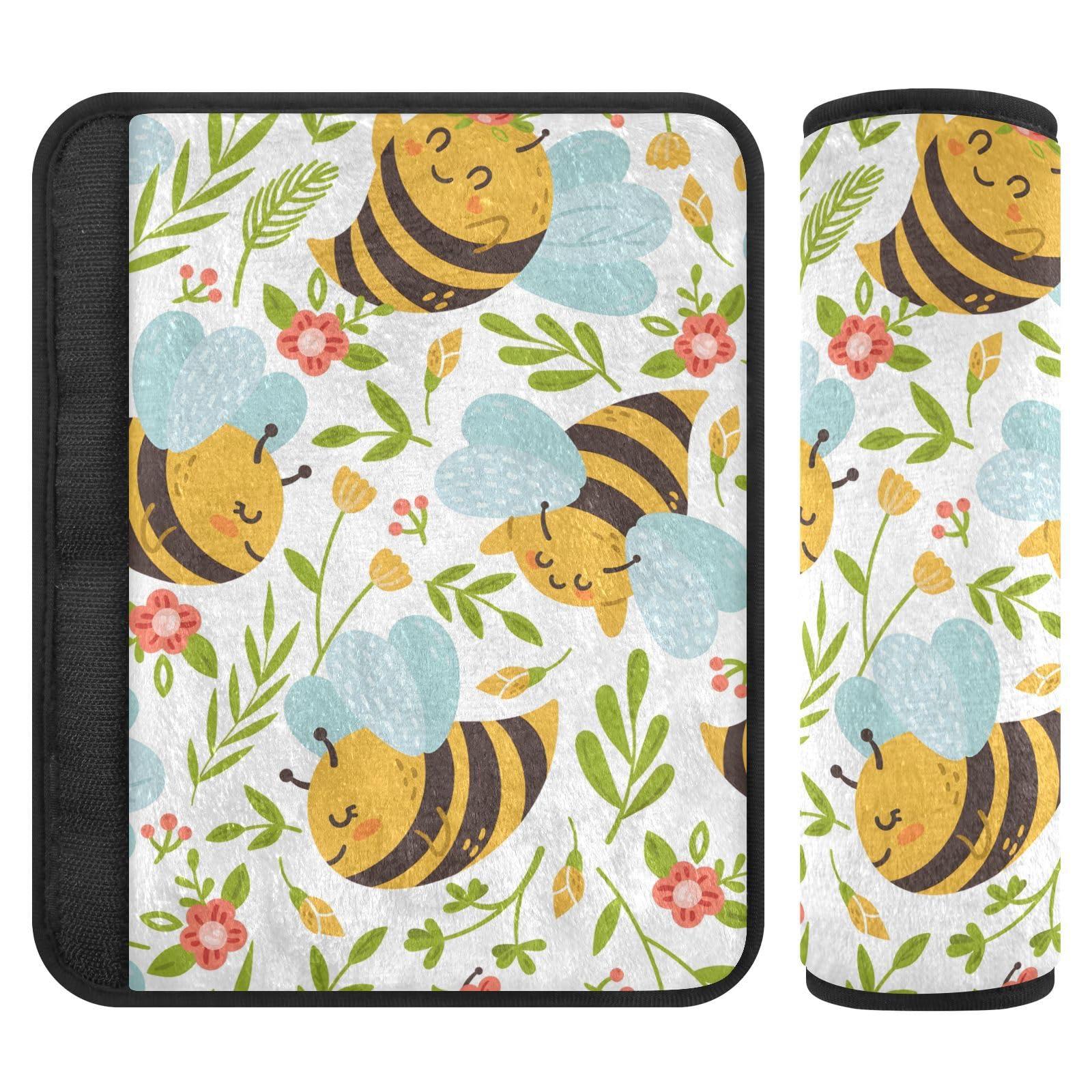 Cute Bees Sicherheitsgurtpolster, 25,4 x 19,9 cm, 2 Stück, weiche Autositzgurt-Bezüge von Joitme