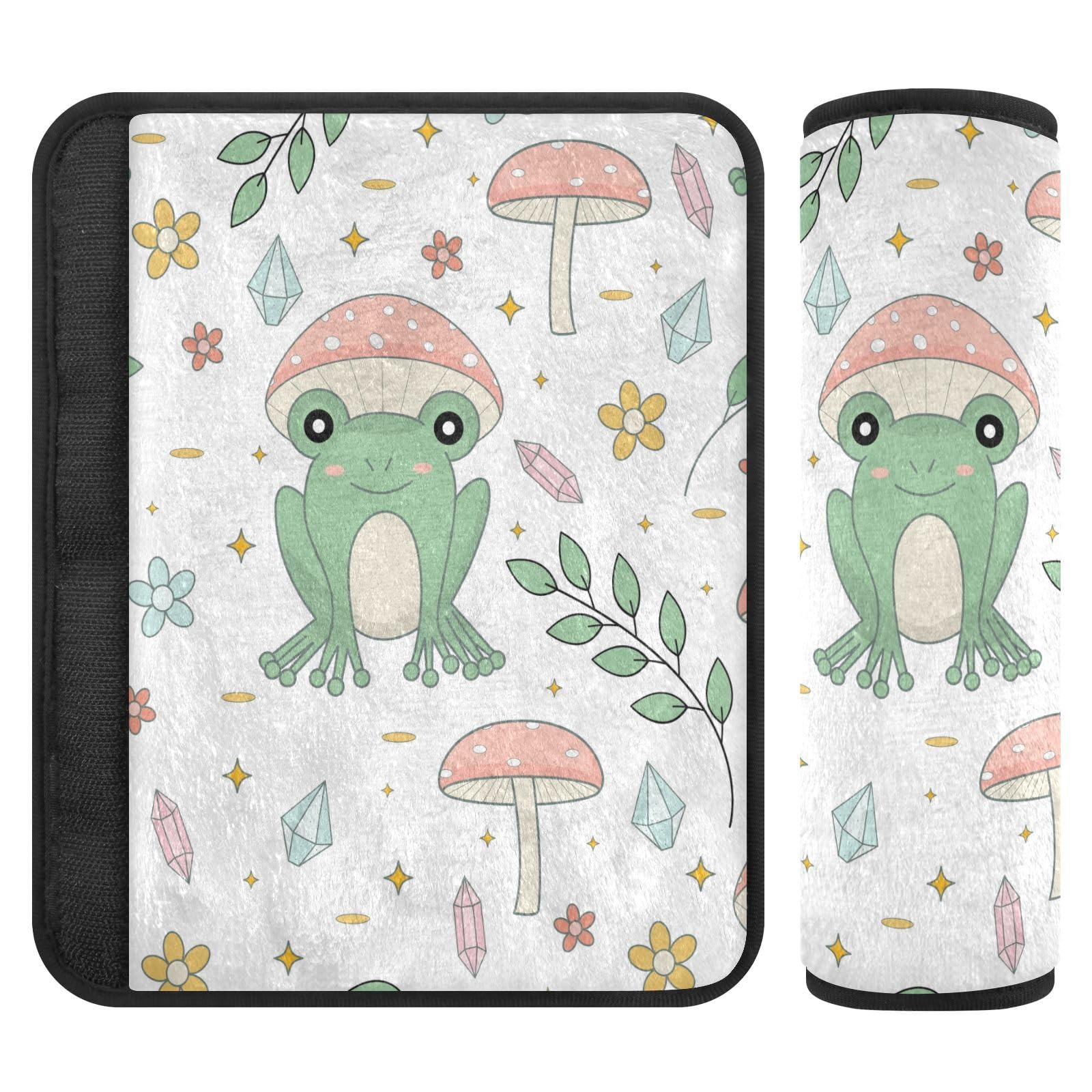 Frosch Pilze Weiche Flanell Auto Sitzgurt Pads mit Baumwollpolster - Verstellbarer Magic Tape Verschluss für Autos, Taschen von Joitme