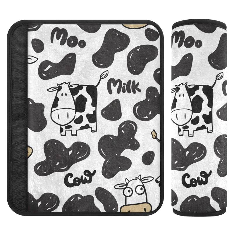 Funny Cows Autositzgurt-Bezüge, 16,5 x 16,5 cm, 2 Stück, weich und bequem, Baby-Auto-Sicherheitsgurt-Bezüge, Weiß von Joitme