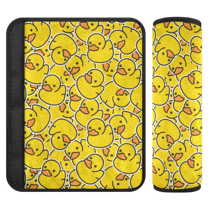 Funny Duck Yellow Auto-Sicherheitsgurt-Abdeckung, 16,5 x 16,5 cm, 2 Stück, weich und bequem, Autositzgurte von Joitme