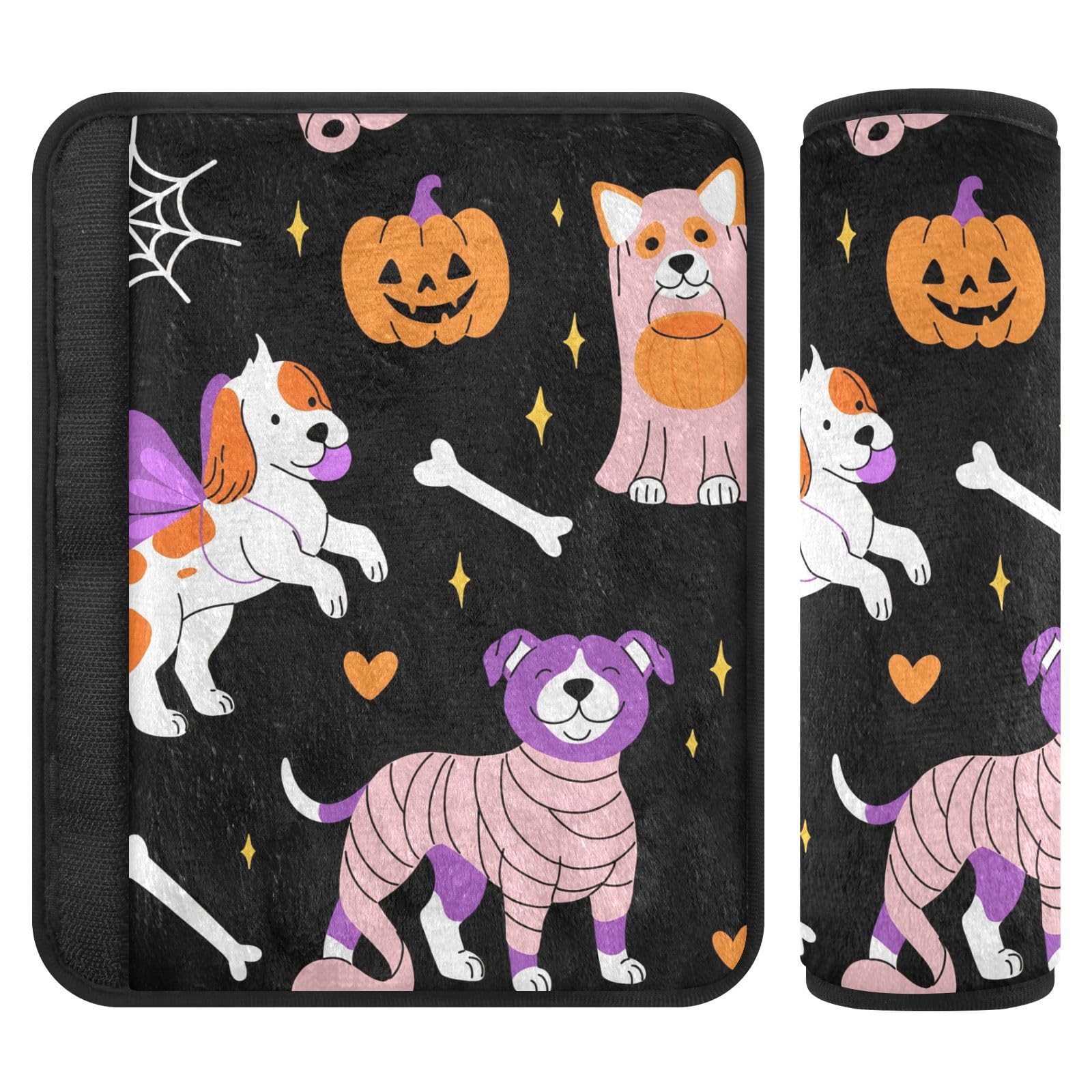 Halloween Dogs Autositzgurt-Bezüge, 25,4 x 19,9 cm, 2 Stück, weich und bequem, Autositz-Schultergurt-Pads von Joitme