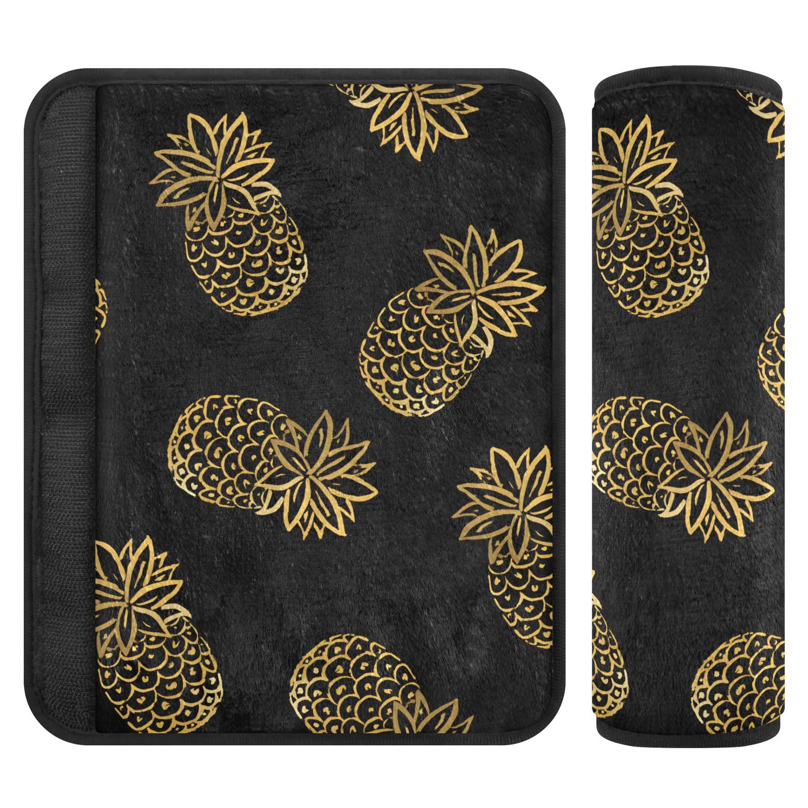 Joitme Autositzgurt, Ananas, 16,5 x 16,5 cm, 2 Stück, Autositz-Gurtpolster, Bezüge für Autositze, goldfarben von Joitme