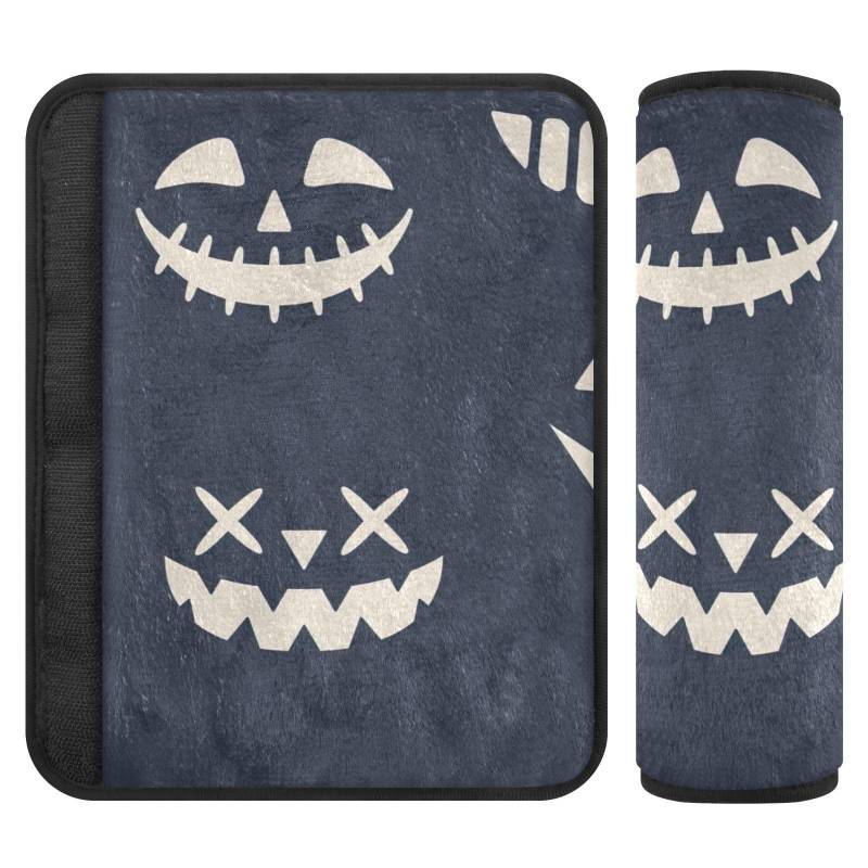 Joitme Halloween Scary Faces Sicherheitsgurt-Abdeckung, 25,4 x 19,9 cm, 2 Stück, Schulter-Sicherheitsgurtpolster, Bezüge für Autositze von Joitme