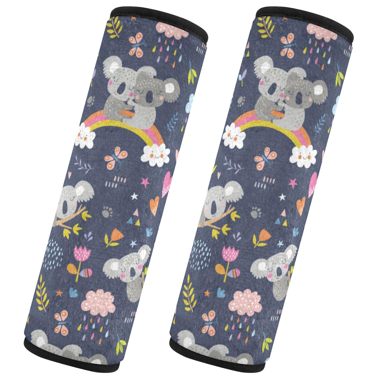 Joitme Niedlicher Koala-Blumenmuster, 2 Packungen, Sicherheitsgurt-Bezüge, weich, geeignet für verschiedene Anwendungen, Schultergurtpolster für Taschen von Joitme