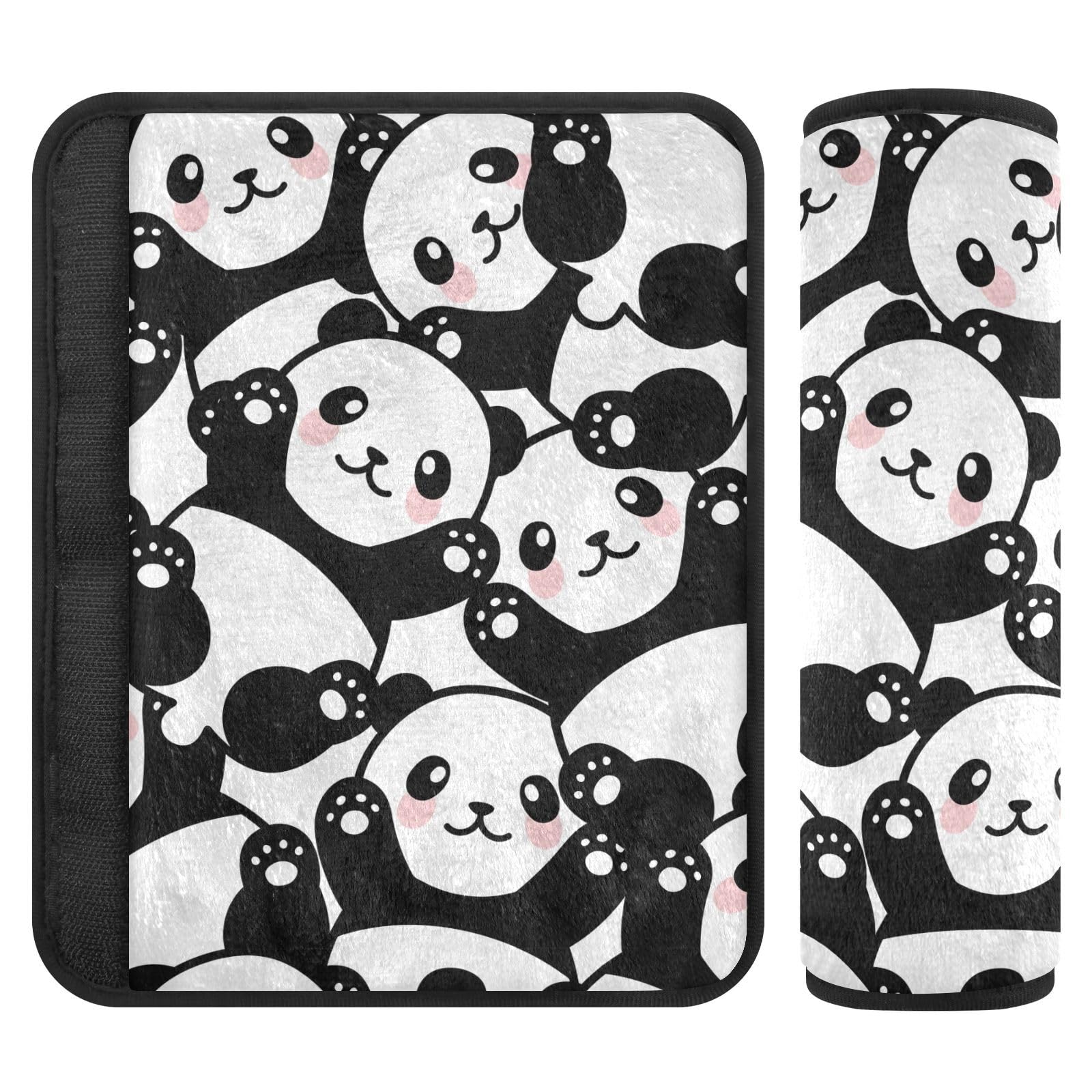 Panda Cuteness Autositzgurt-Bezug, 25,4 x 19,9 cm, Kinder-Sicherheitsgurtkissen, 2 Stück, weiche Autositzgurt-Bezüge von Joitme