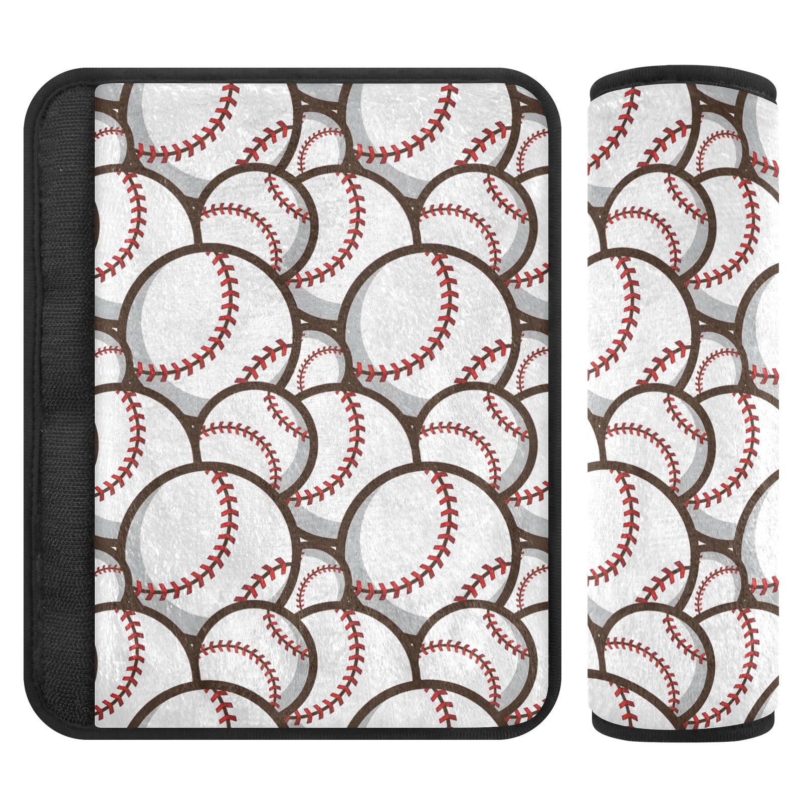 Sicherheitsgurtpolster im Retro-Baseball-Design, 25,4 x 19,9 cm, 2 Stück, weich und bequem, Kinder-Sicherheitsgurt-Abdeckpolster, Weiß von Joitme