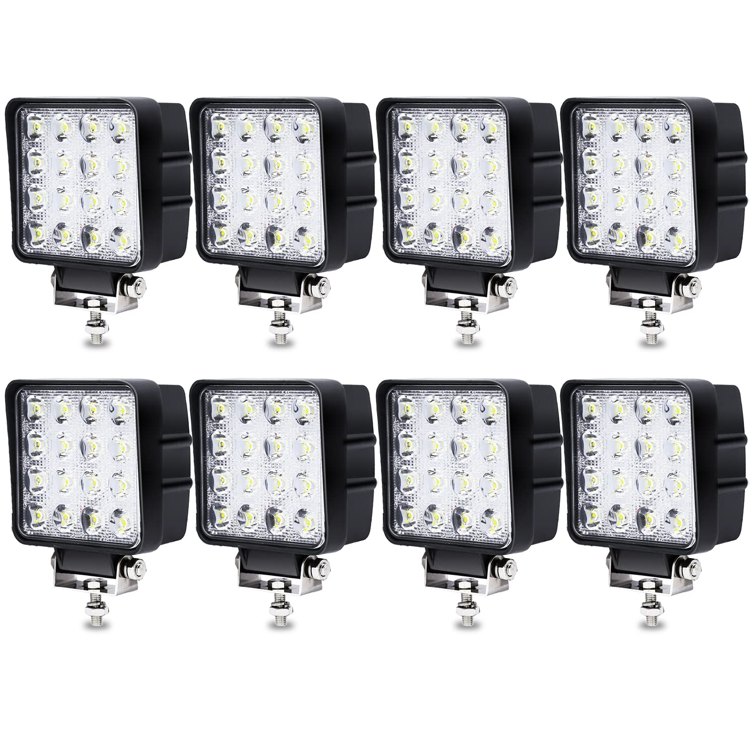 Joparri 8 Pcs 48W LED Arbeitsscheinwerfer 12V Zusatzscheinwerfer 4320LM, LED Scheinwerfer 6500K Rückfahrscheinwerfer IP67 Wasserdicht für Trecker Offroad SUV von Joparri