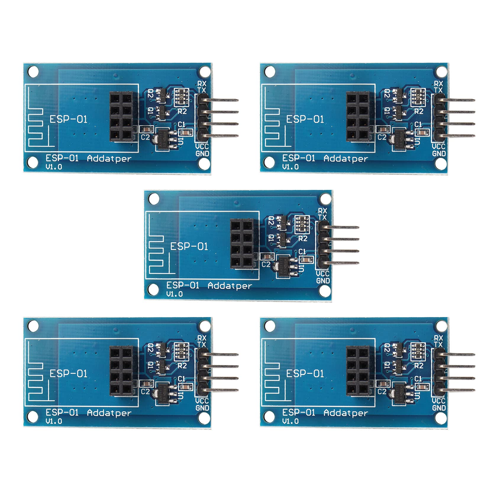 Jopto 5 Stück Wireless WiFi ESP8266 ESP01 3,3 V 5 V ESP-01 Serielle Adapter Modulplatine Kompatibel mit Arduino von Jopto