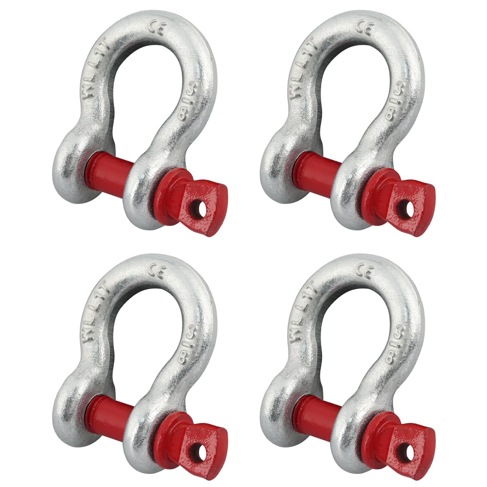 Jortmrd 4 Stück 3/8" Schäkel, 1,0t Hochfeste U-Schekel Geschweift mit Gewindebolzen - | Feuerverzinkter Stahl | - Für Camping, Klettern, Transport, Umlenkrollen & Lastenheben (4 Pcs, WLL: 1,0t) von Jortmrd