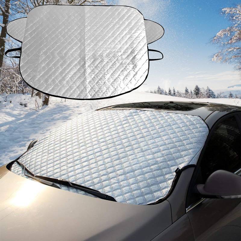 Jortmrd Windschutzscheibenabdeckung Auto Scheibenabdeckung Windschutzscheibe Abdeckung Frontscheibenabdeckung Winter Frontscheibe Abdeckplane Faltbar gegen Schnee Frost Sonne UV Staub (147x100 cm) von Jortmrd