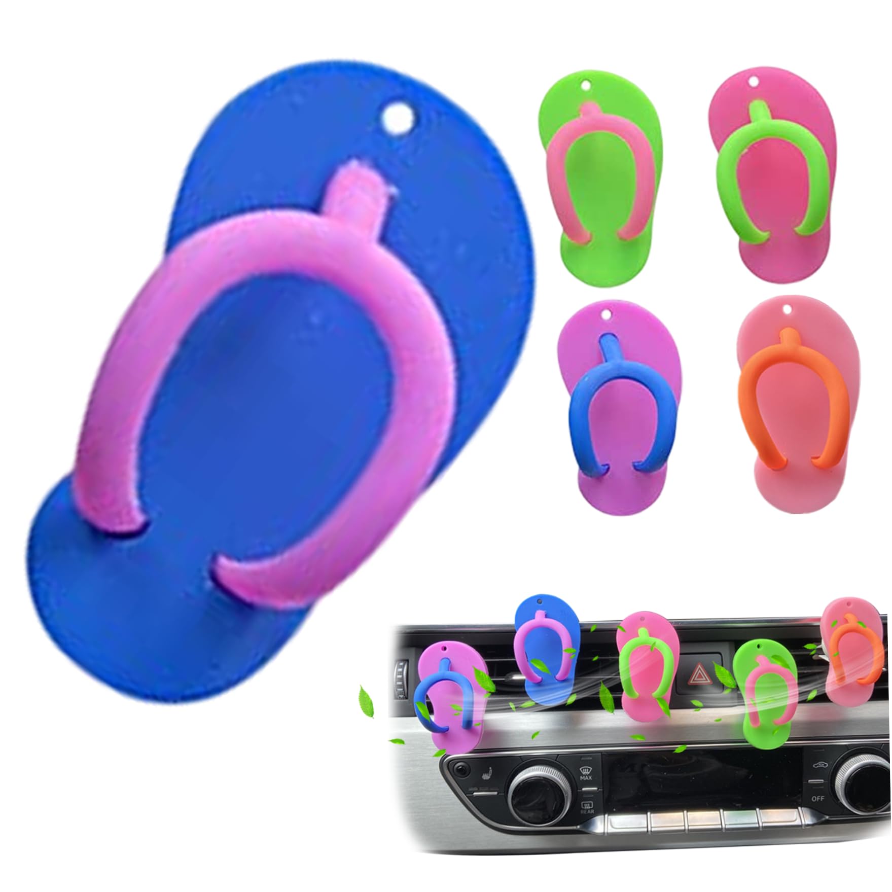 Autoentlüftung Lufterfrischer 5pcs Auto Lufterfrischer Entlüftung CLIP NETTE SCHUTELPRÄGELSFAHREN Aromatherapie Auto Entlüftungsklammern Flip Flops Diffusor -Autozubehör für Mädchen Frauen von Jorzer