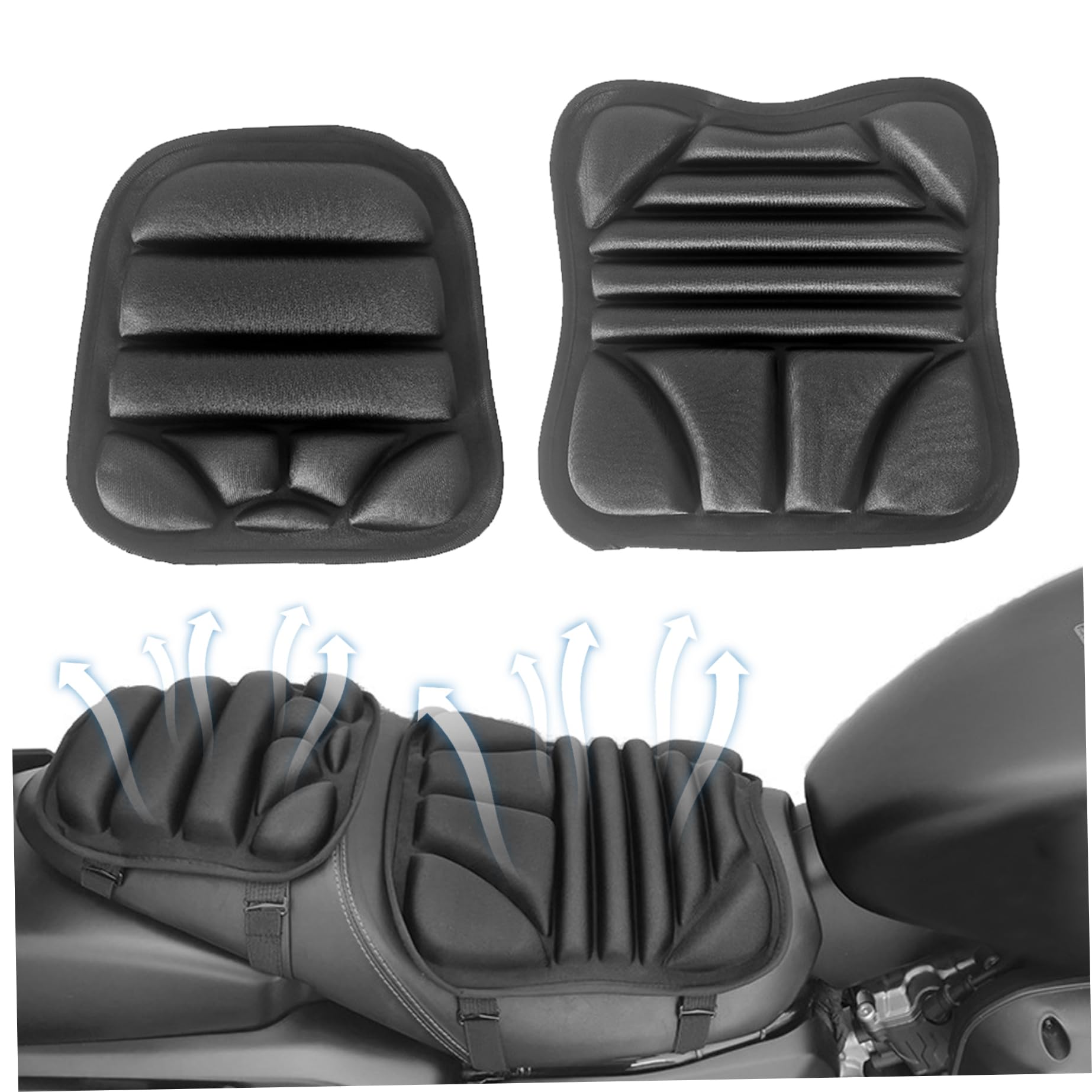 Motorradsitz Sitzkissen 2pcs Fahrzeug Sitzpolster wasserdichte sonnendichte universelle atmungsaktive 3D-Schrägstrich-Stoßdämpfung vorne Heckmotorbike Sitze Pad Decke von Jorzer