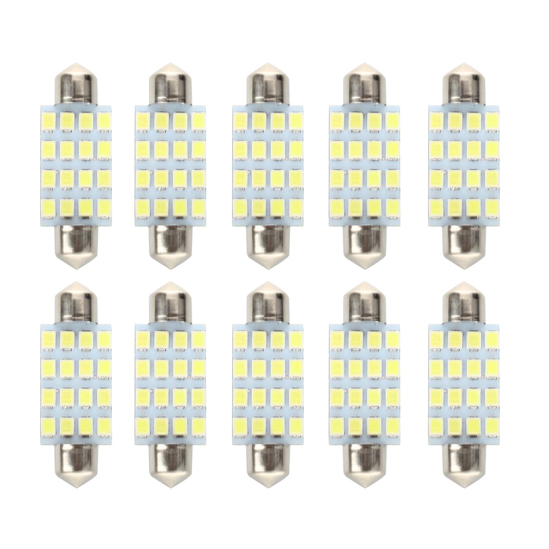 Josenidny 10 Stück 16 LED Leuchtmittel für Auto, SMD 3528, 42 mm, weiß von Josenidny