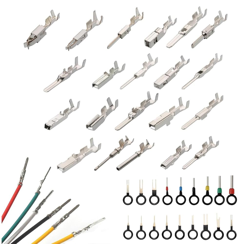 Joskeijky 340 Stück 1/1,5/1,8/2,2/2,8/3,5 mm Anschlussstifte Kabelbaumstift Stecker Buchse Kfz-Elektrik-Steckverbindersatz Autokabel von Joskeijky