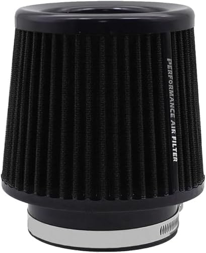 Universal-Luftfilter car Tauschluftfilter für 76 mm 89mm 101mm Kaltluftfilter-Einlass-Induktions-Set Roter Universal-Hochleistungs-Luftfilter, Waschbarer und wiederverwendbarer (black) von Journdream