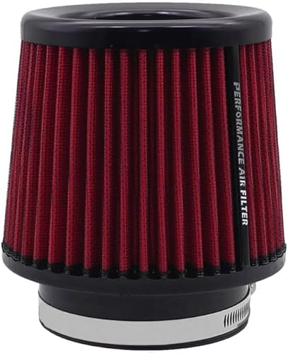 Universal-Luftfilter car Tauschluftfilter für 76 mm 89mm 101mm Kaltluftfilter-Einlass-Induktions-Set Roter Universal-Hochleistungs-Luftfilter, Waschbarer und wiederverwendbarer (red) von Journdream