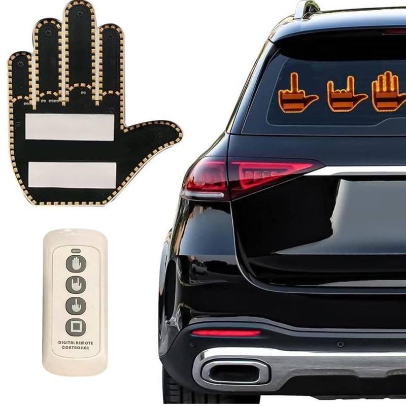 JoyFan LED-Mittelfinger-Schild für Auto mit Fernbedienung, Autofenster-Fingerlicht, Cooles Auto-Innenlicht, Mittelfinger-Licht für Auto, Auto-LED-Licht und Road Rage-Schilder, Autozubehör von JoyFan