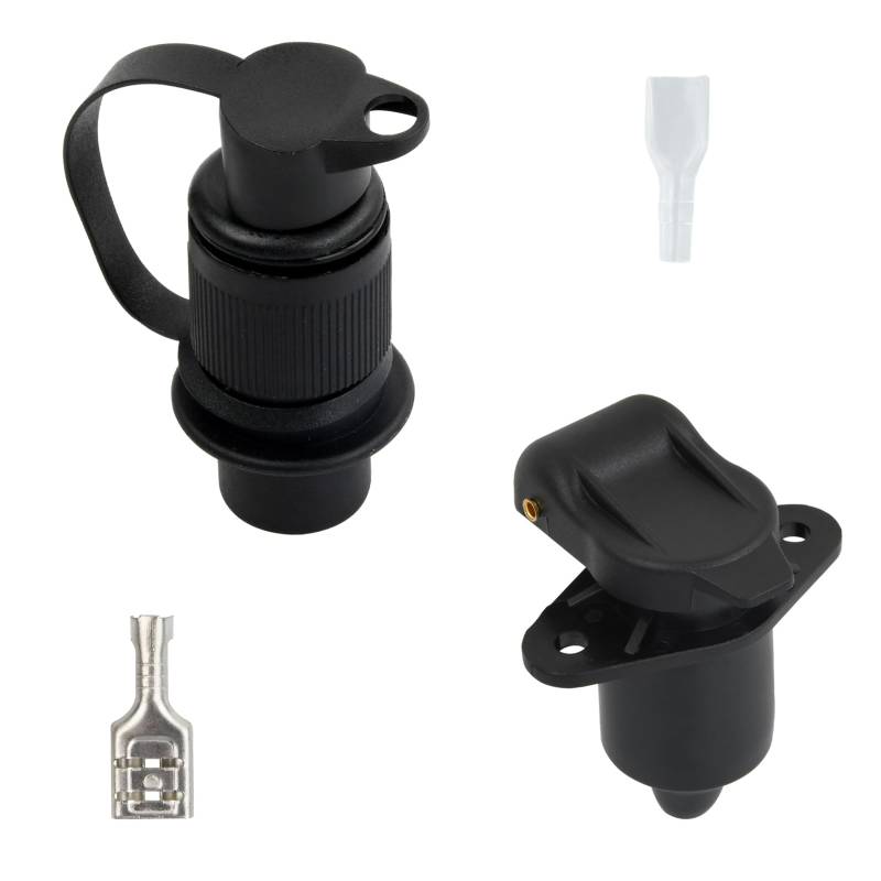 Joyan 3-Polig Traktor Stecker und Steckdose, 12v Wasserdicht Stecker, Flachstecker und Steckdose mit Abzug und Wasserdichtes Gummipolster von Joyan