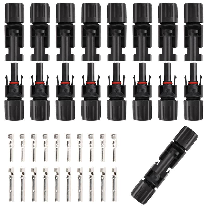 Solarstecker, Männlich/Weiblich Solarpanel Stecker, Stecker Kompatibel mit 6mm2-4mm2 Solarkabel (10) von Joyan