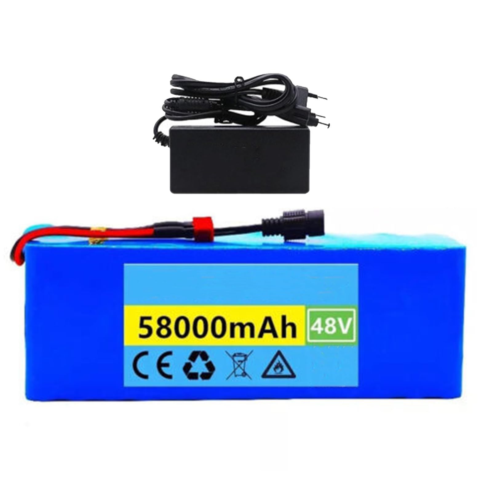 48V 58Ah Li-Ionen-Akku, 13S3P Lithium-Ionen-Akku Wasserdichter Akku Hochleistungsakku mit BMS und Ladegerät(XT60+car) von JoyiD