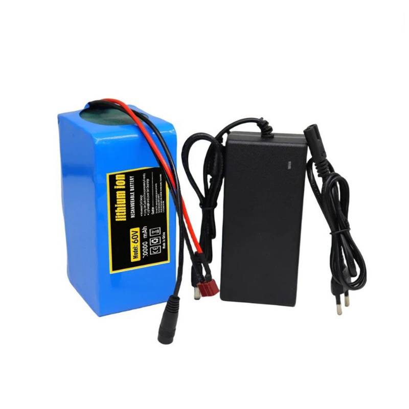 60V 30Ah 16S2P E-Bike Lithium-Ionen-Akku mit Ladegerät, 16S2P wasserdichter Lithium-Akku for Elektrofahrradmotor(T+DC plug) von JoyiD