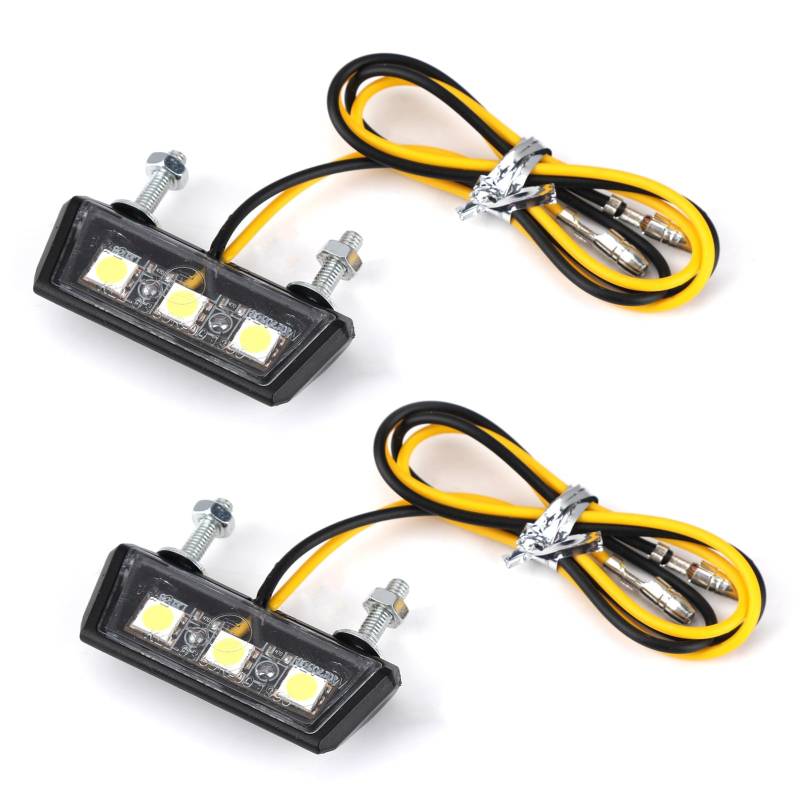 Joynine Universal LED Motorrad-Kennzeichenbeleuchtung | 12V | Kennzeichenbeleuchtung | Motorrad-Rücklicht mit 3 superhellen LEDs | Wasserdicht | für alle Motorrad- und Quad-Modelle von Joynine