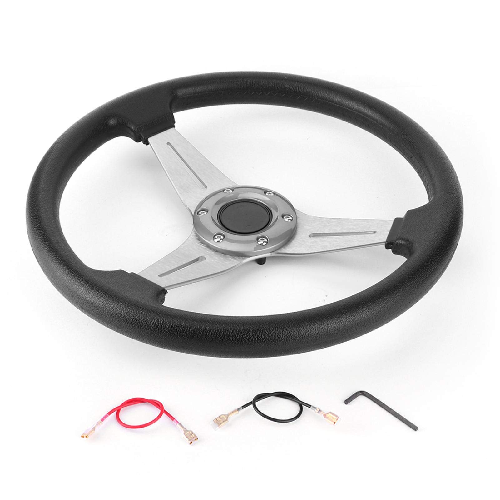 Joyzan Lenkrad, Universal-Aluminiumlegierung Gaming Racing Wheel Driving Force Racing Wheel für Race Rally Motorsport Car SIM Driving 14 Zoll[Silber] von Joyzan