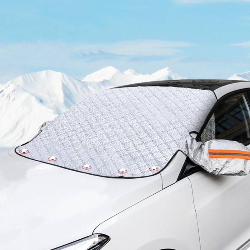 Magnetische Auto-Schneeschildabdeckung,Ultra-Dick Snow Car Cover,Frontscheibenabdeckung Frostschutz Sonnenschutz Schneeschutz Windschutz,Regenfest,Schneefest für die meisten Autos(225x110CM) von Jrhncy