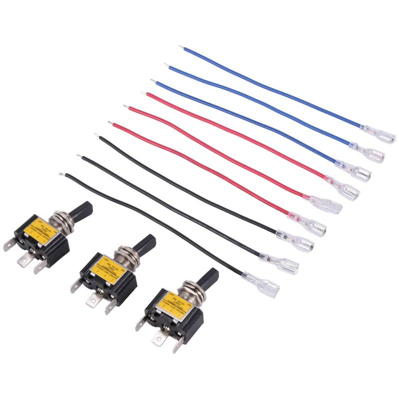 Jrpzcv 3 STÜCKE EIN AUS Rocker Beleuchteter Kippschalter 30A 12V DC SPST 2 Position 3 Pin Blaues LED Licht Verdrahtet für Auto Boot Automobil von Jrpzcv