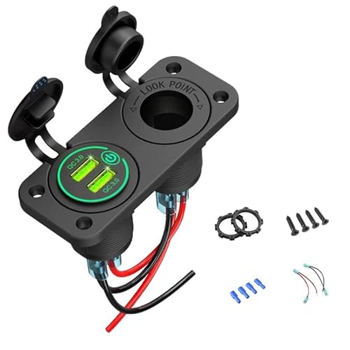 Jrpzcv QC 3.0 Dual USB Auto LadegeräT C-Igarette Feuerzeug Buchse 12V Schnell LadegeräT mit Schalter für Boot Motorrad von Jrpzcv