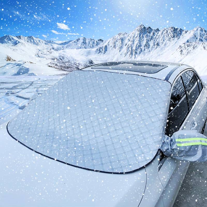 Jsdoin Frontscheibenabdeckung Auto, Scheibenabdeckung mit Seitenspiegelabdeckung Winter, Sonnenschutz Windschutzscheibenabdeckung Abdeckung mit 9 Magnet Fixierung Faltbare für Auto/SUVS (157×126cm) von Jsdoin