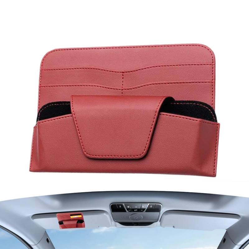 Jubepk Car Sun Visor Organizer with Sunglass Holder, PU Leather Eyeglass Hanger Clip, Auto Eyeglasses Organizer Box for Car, Truck, Car Sun Visor Organizer, Sunglass Holder for Car von Jubepk