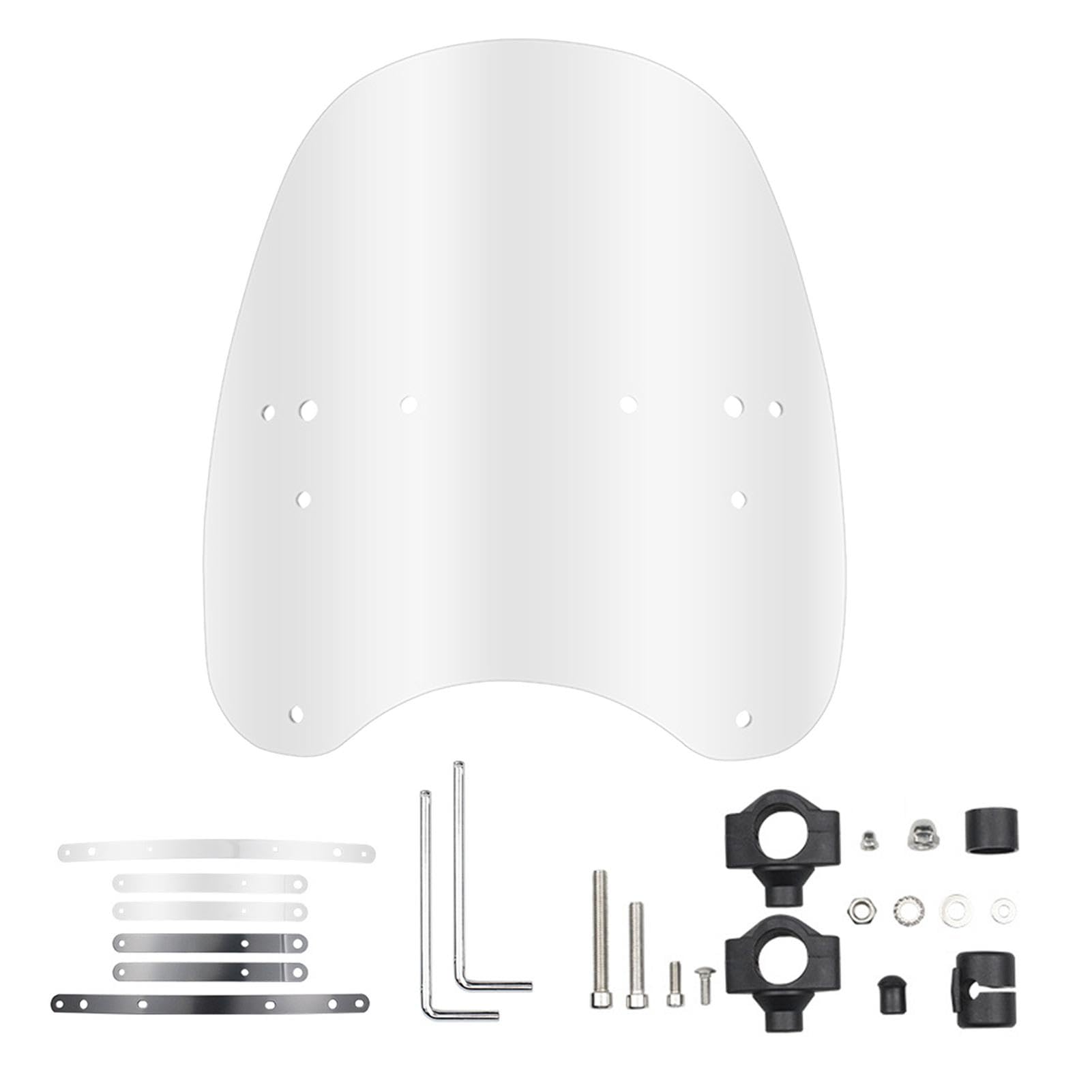 Motorrad-Windschutzscheibe, transparenter Motorrad-Abweiser, Roller-Windschutzscheibe, vordere Fliegengitter-Verkleidung mit verstellbarer transparenter Motorrad-Windschutzscheibe für mehr Fahrkomfort von Jubepk