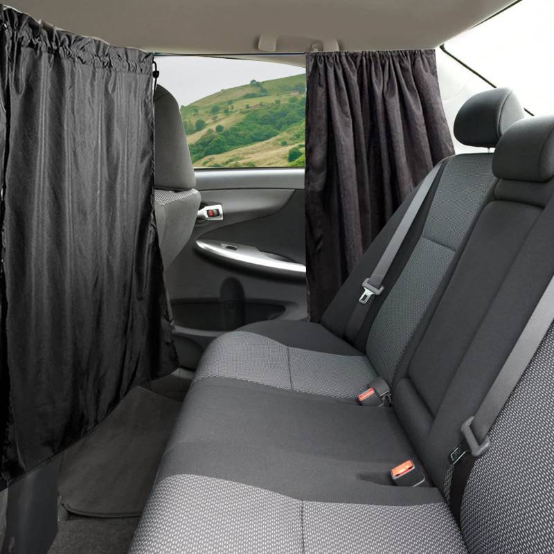 Auto Trennvorhänge Sonnenschutz, 140 x 80cm Autofenster Sonnenschutz mit 2 Seitenfenster Vorhang 85 x 65cm, Trennvorhang, Reise Privatsphäre Vorhang, Abnehmbarer Auto Trennvorhang für Autositze von Judavry