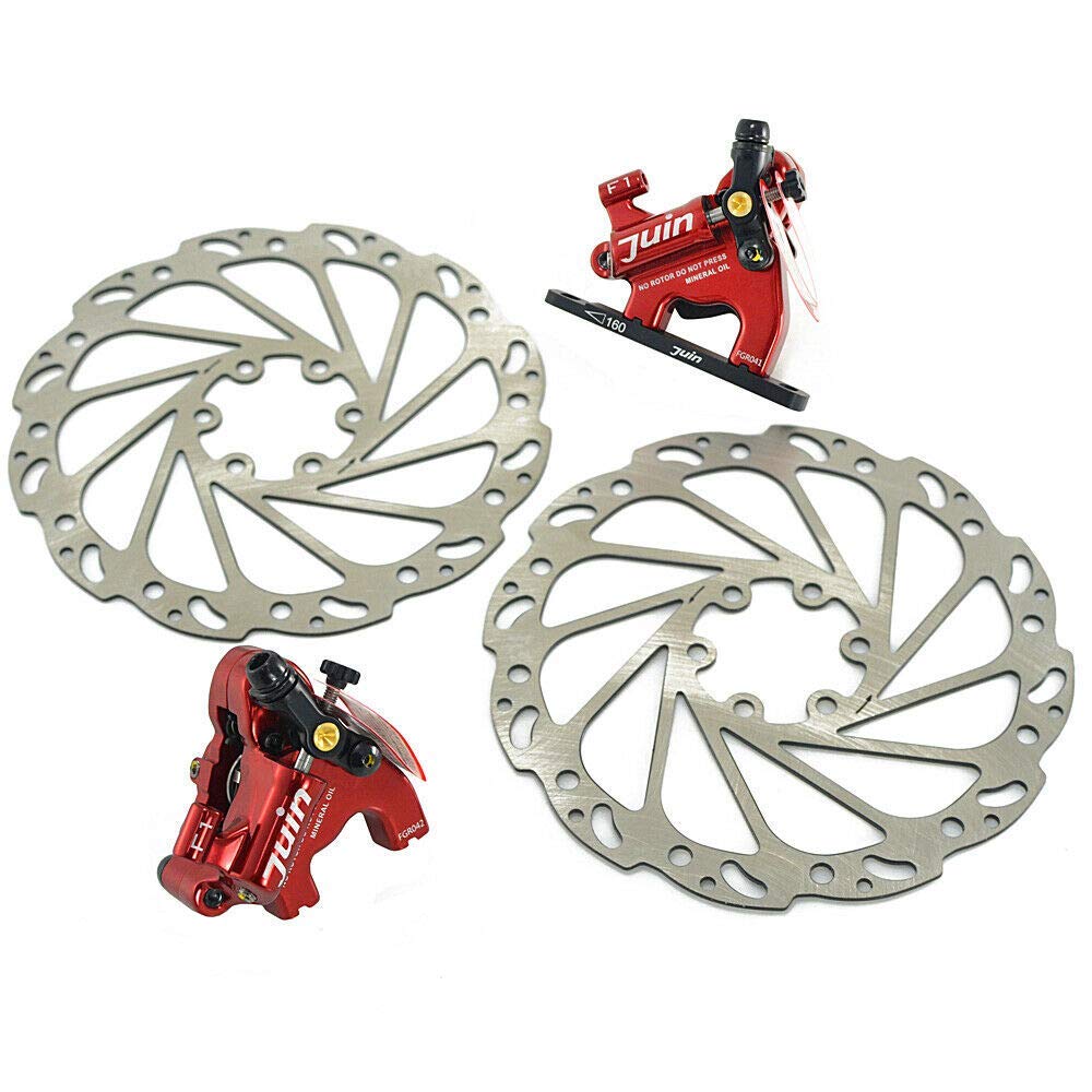 Juin Tech F1 Hydraulic Flat Mount Road CX Disc Brake Set 160mm with Rotor,Red, JT1908 von Juin Tech