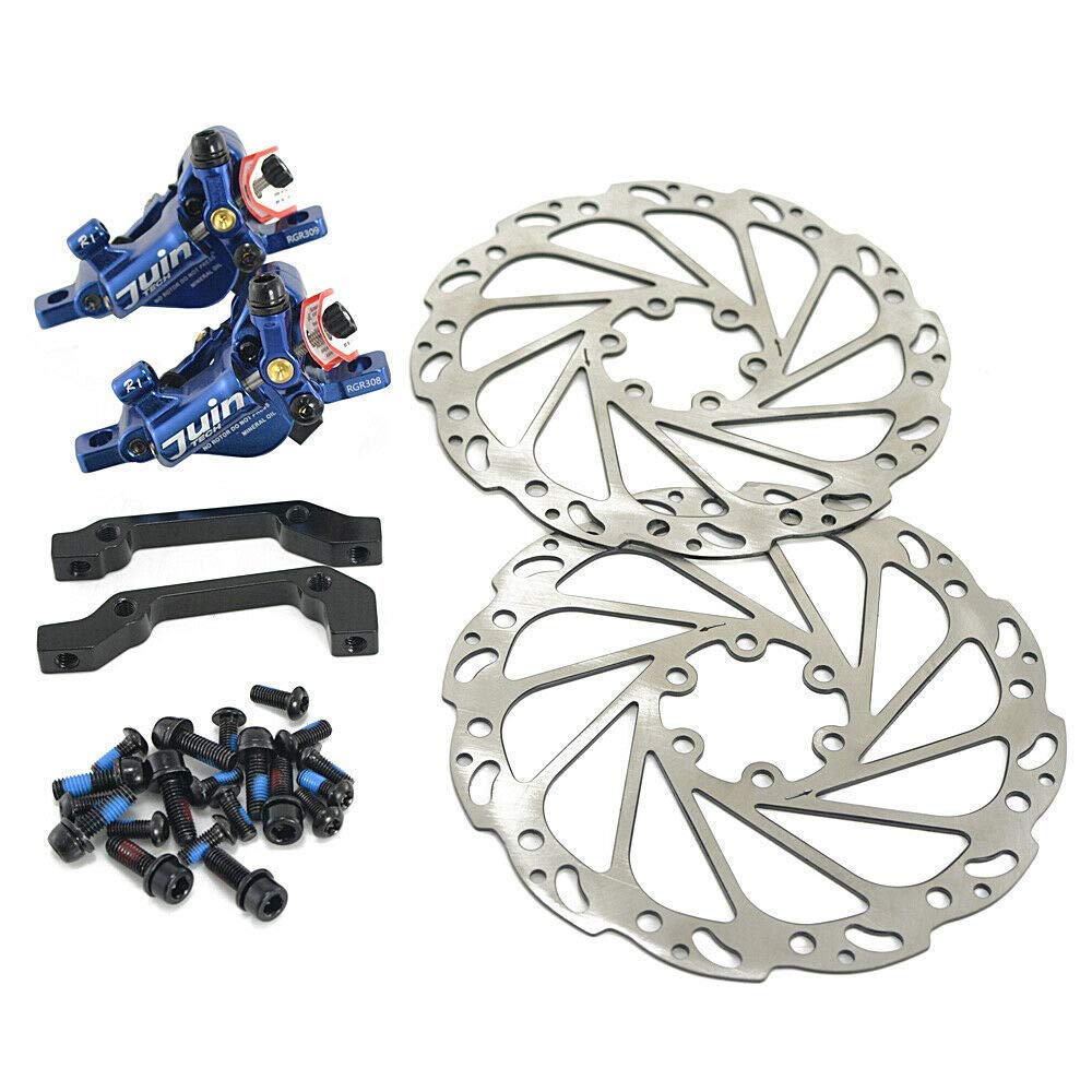 Juin Tech R1 Hydraulic Road CX Disc Brake Set 160mm with Rotor, Front and Rear, Blue, JT1903 von Juin Tech
