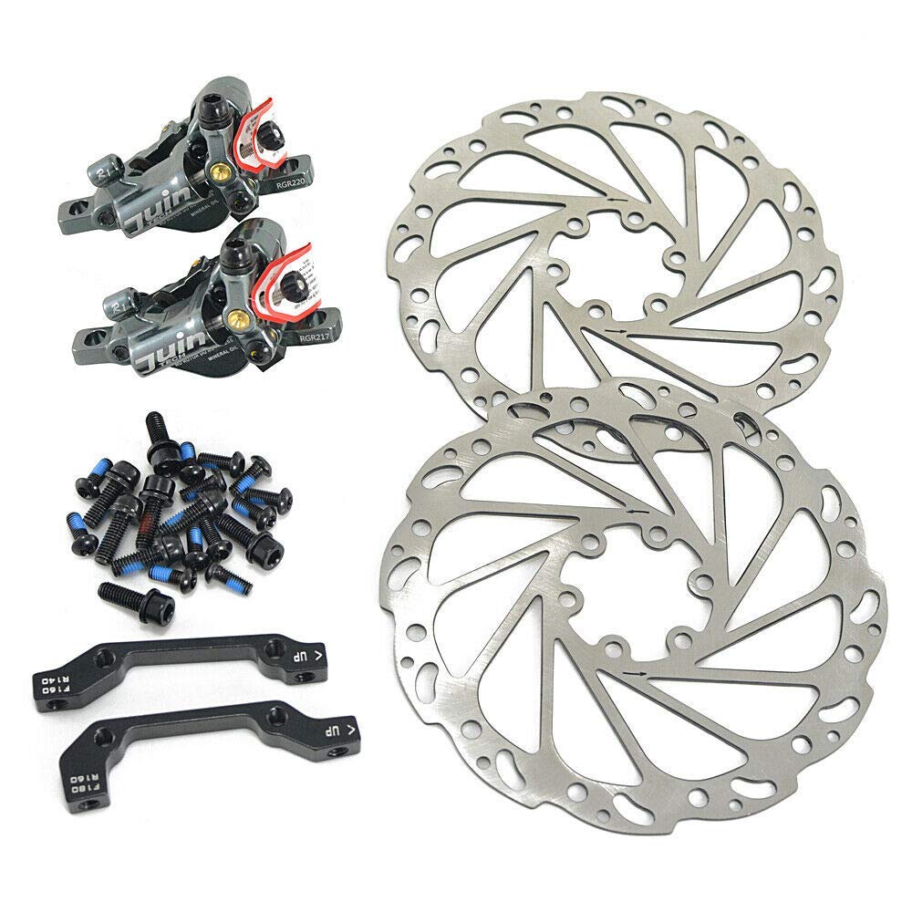 Juin Tech R1 Hydraulic Road CX Disc Brake Set 160mm with Rotor, Front and Rear, Gray, JT1905 von Juin Tech