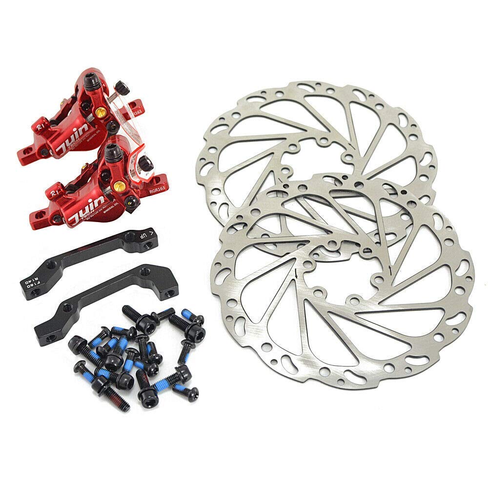 Juin Tech R1 Hydraulic Road CX Disc Brake Set 160mm with Rotor, Front and Rear, Red, JT1906 von Juin Tech