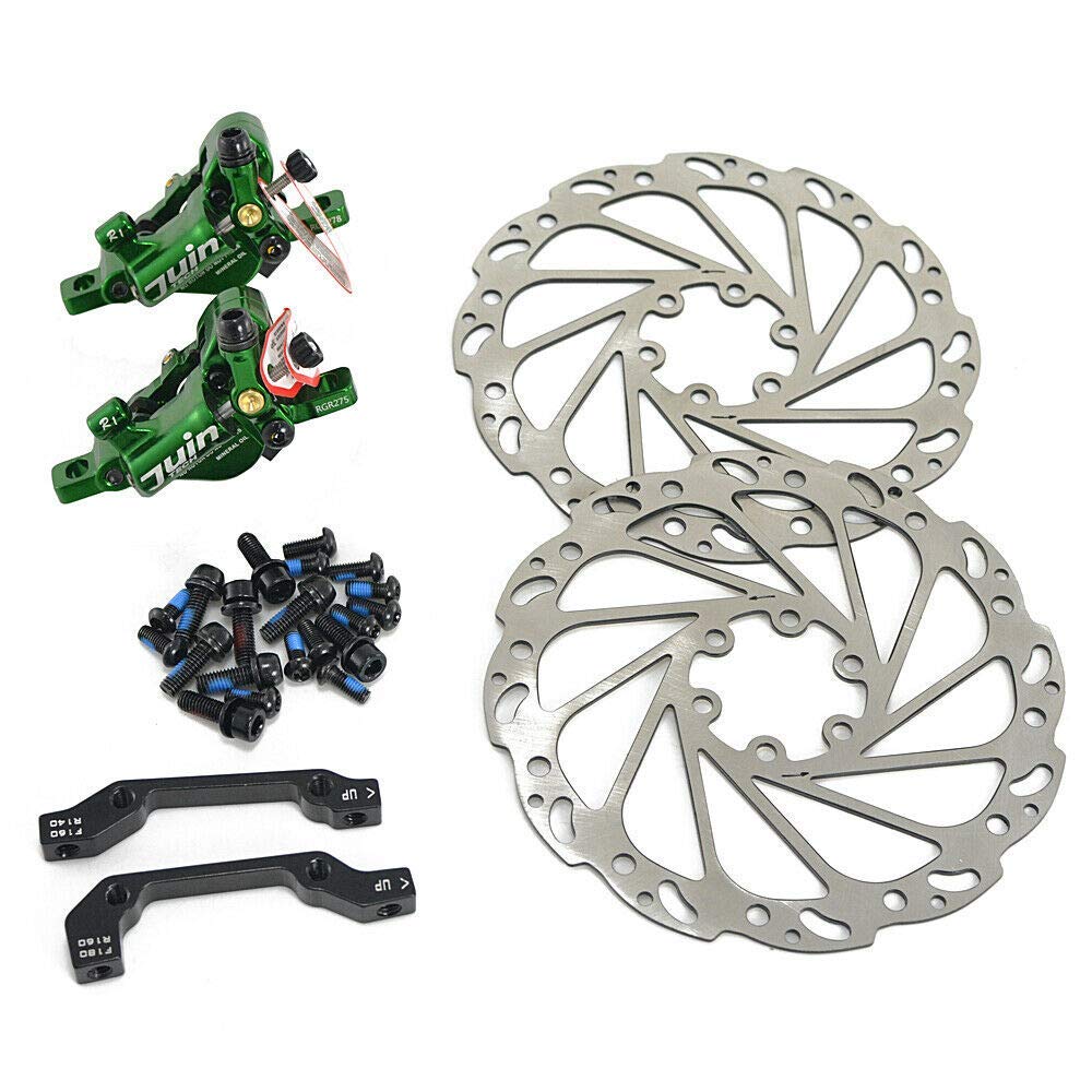 Juin Tech R1 Hydraulic Road CX Disc Brake Set 160mm with Rotor, Front and Rear,Green, JT1904 von Juin Tech