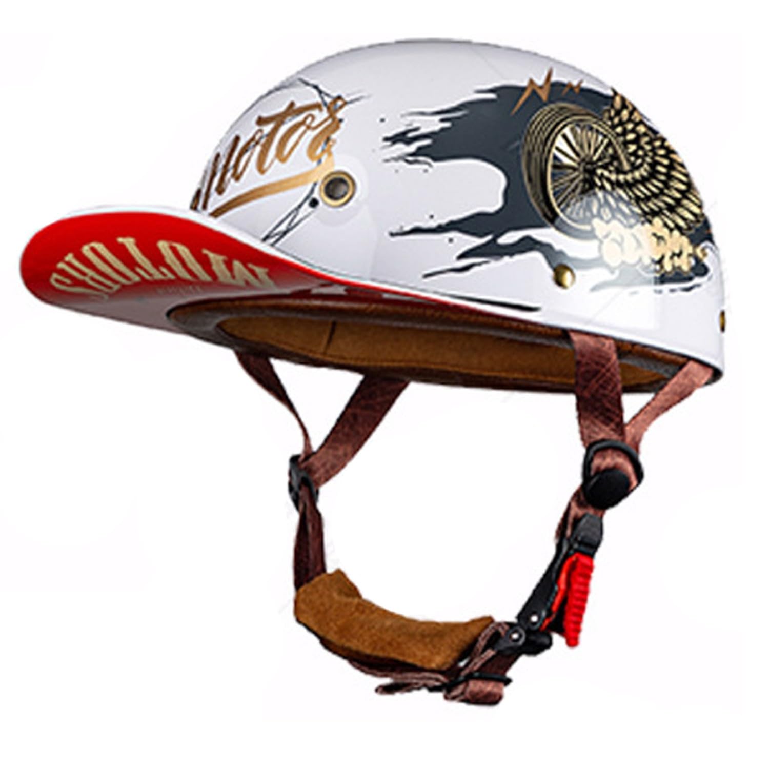 ECEDOT Zertifizierter Baseball Cap Halbschalenhelm Retro Motorradhelm Motorrad Halbhelm Männer Frauen Mofa Helm Baseball Kappe Kreuzer Hubschrauber Roller Helm 12,L=59~60CM von JunPing